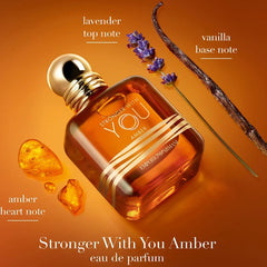 Emporio Armani Stronger With You Amber Eau de Parfum for Men 3.4 oz / 100ml – Warm Amber Spicy Long-Lasting Luxury Designer Fragrance