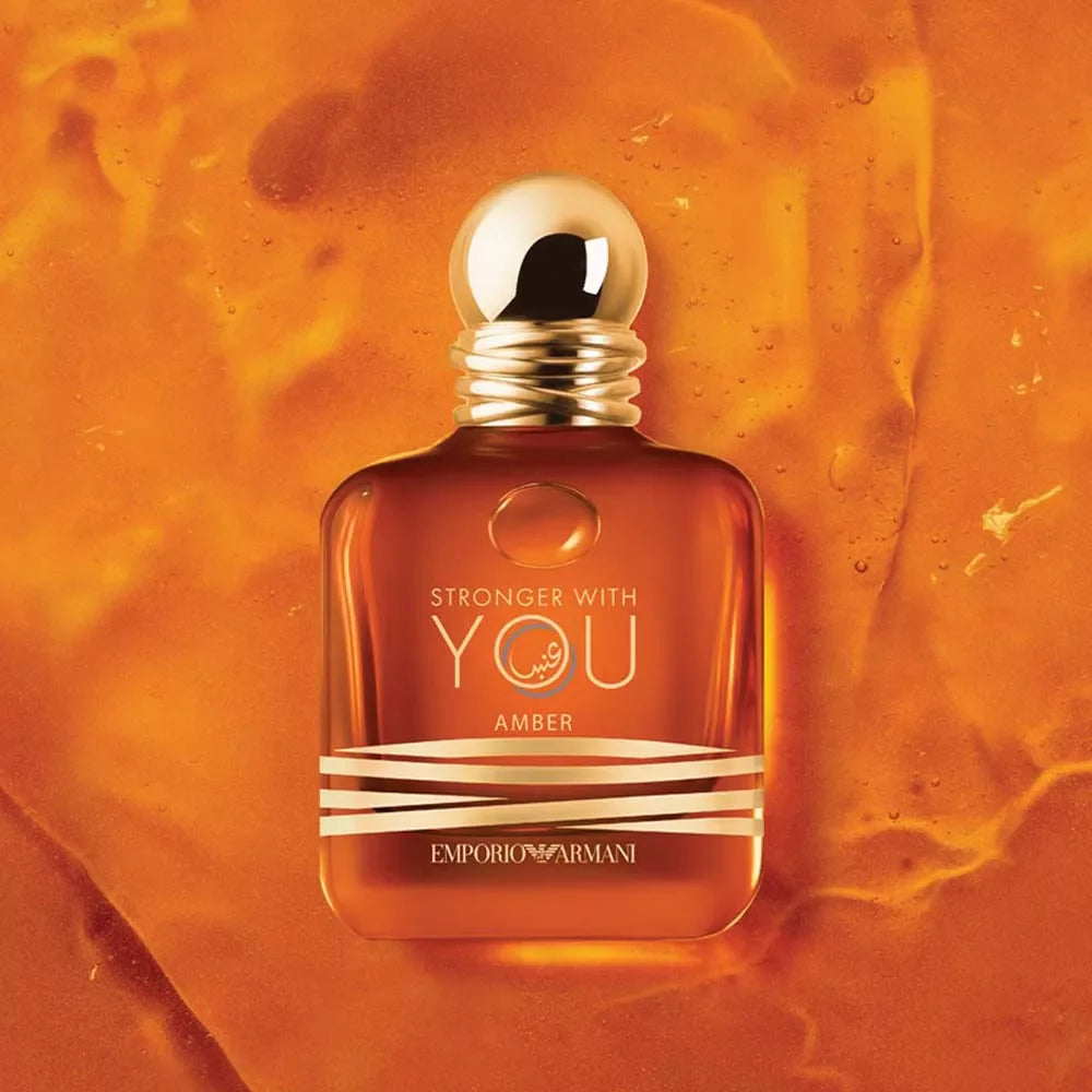 Emporio Armani Stronger With You Amber Eau de Parfum for Men 3.4 oz / 100ml – Warm Amber Spicy Long-Lasting Luxury Designer Fragrance