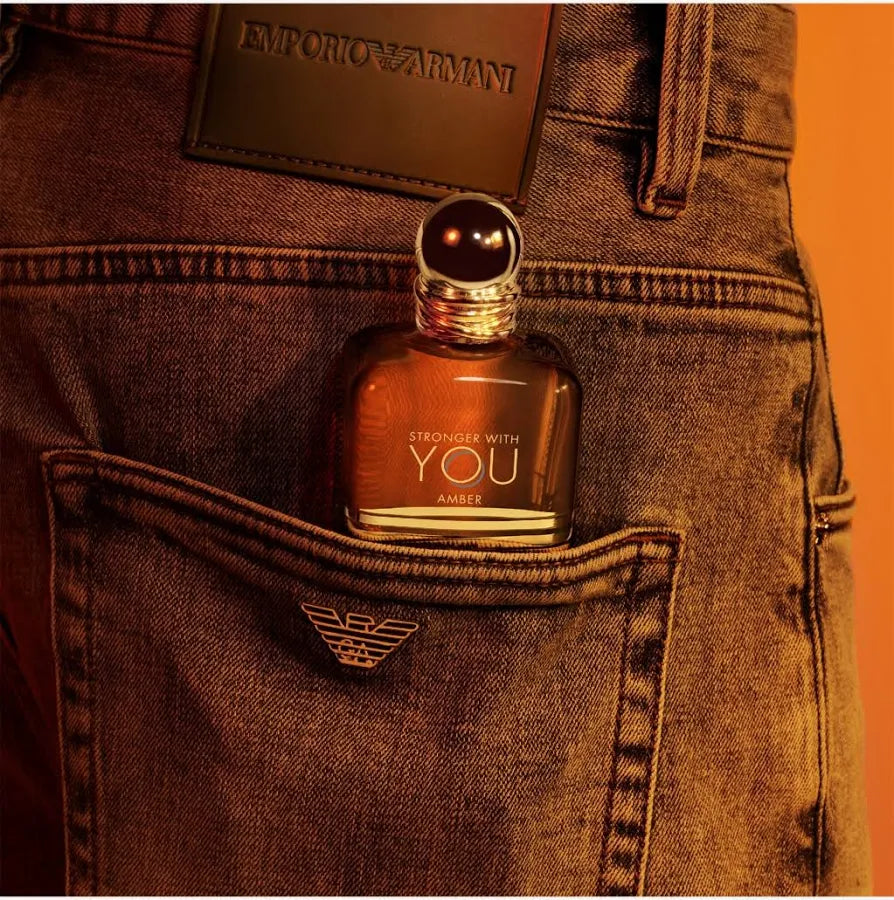 Emporio Armani Stronger With You Amber Eau de Parfum for Men 3.4 oz / 100ml – Warm Amber Spicy Long-Lasting Luxury Designer Fragrance