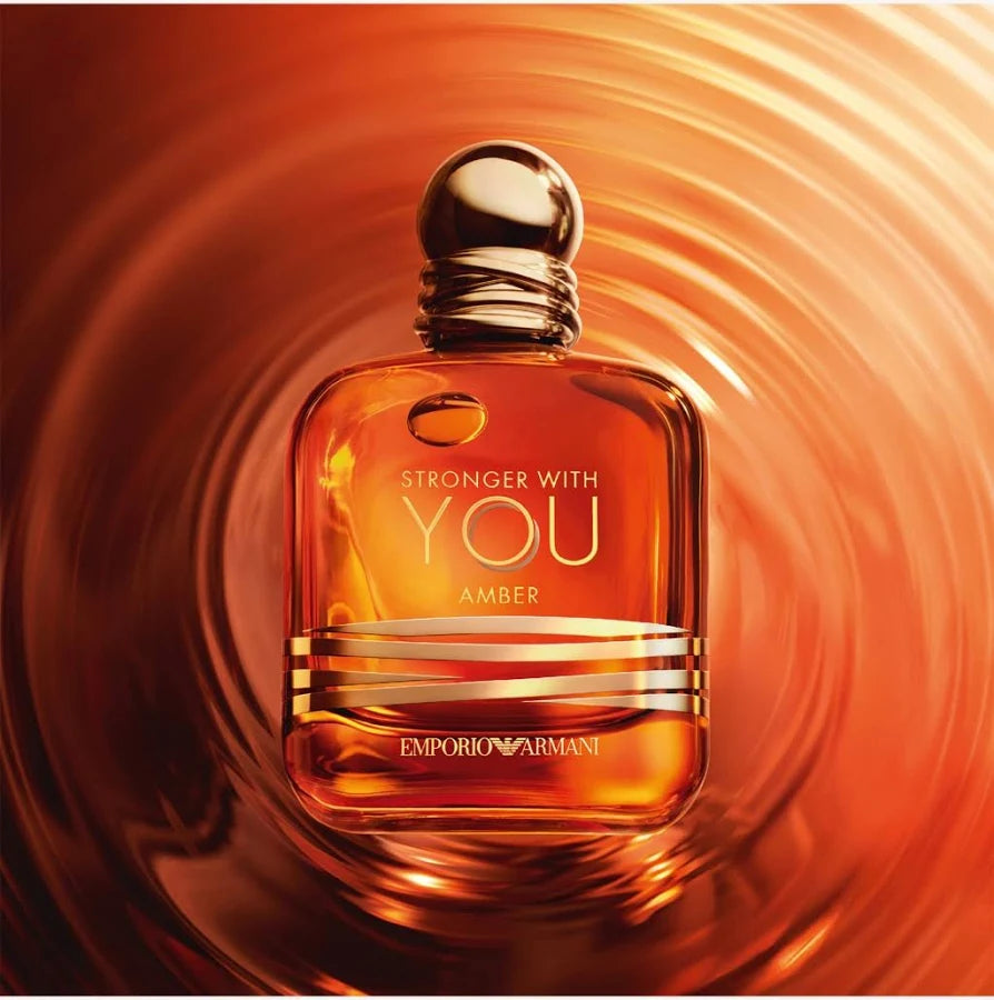 Emporio Armani Stronger With You Amber Eau de Parfum for Men 3.4 oz / 100ml – Warm Amber Spicy Long-Lasting Luxury Designer Fragrance